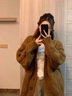 DXOT2025新款奶呼呼加厚棕色毛衣外套女秋冬寬松慵懶風(fēng)麻花復(fù)古針織衫 棕色 M 建議95-105斤 曬單實拍圖