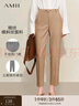 AMII女裝2025夏季新款知性通勤百搭錐形休閑褲九分褲女顯瘦彈 卡其 （建議拍大一碼） M 160/68A 曬單實(shí)拍圖