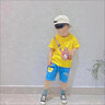 A 21 FUNB0-3歲男童裝嬰兒幼童夏季短袖短褲男寶寶兒童套裝純棉2歲男孩衣服 小熊包包套裝黃色 100 (建議3歲內(nèi)的寶寶拍) 曬單實拍圖