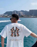 MCOMKER官方潮牌純棉短袖男女款套裝情侶款港風(fēng)復(fù)古休閑一套t恤短褲兩件 白色短袖+黑色短褲（NE205） XL（建議150-170斤） 曬單實拍圖