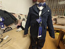 羅蒙男童西裝套裝春秋兒童禮服花童鋼琴演出服 雙排扣深灰色5件套 130 曬單實拍圖