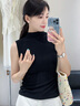 山朵棉黑色半高領(lǐng)吊帶背心女內(nèi)搭2024春夏新款中領(lǐng)無袖緊身外穿打底上衣 黑色 M 【推薦85-96斤】 曬單實(shí)拍圖