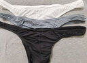貓人（MiiOW）男士低腰U凸彈力緊身性感T內褲冰絲滑露臀T字褲涼爽透氣T褲丁字褲 黑色+白色+灰色 XL （建議體重120-140斤） 曬單實(shí)拍圖