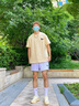 美式純色夏季短袖男t恤女簡約寬松百搭ins潮流情侶裝打底上衣 豆綠色 【港元素T445】 L 【建議110-135斤】 曬單實(shí)拍圖
