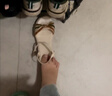 回力君頭層牛皮真皮2024夏季新款平底涼鞋女鞋時裝百搭坡跟松糕厚底中跟 米色 37 曬單實拍圖
