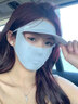獵瑞冰絲防曬面罩女全臉透氣開車騎行掛耳薄款遮陽護眼角口罩面罩一體 灰色面罩 曬單實拍圖