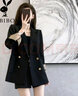 俞兆林小西裝女2023早秋新款英倫風寬松顯瘦高端雙排扣黑色翻袖西裝外套 黑色(建議現(xiàn)貨秒發(fā)） M (建議95-105斤） 曬單實拍圖