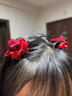 海伊朵紅色絲絨抓夾氣質(zhì)雙面秋冬新年發(fā)飾公主頭蝴蝶結小抓夾滿(mǎn)鉆輕奢 紅絲絨水鉆蝴蝶結抓夾【1對裝】 曬單實(shí)拍圖