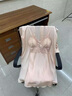 莫代爾性感睡衣女2025新款夏季冰絲綢蕾絲高級感吊帶胸墊睡裙春秋兩件套 香檳粉 吊帶+外袍 M 80-100斤 曬單實拍圖
