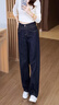 RAJKPOOR深藍色牛仔褲女2025新款秋冬季女士褲窄版直筒褲顯瘦加絨闊腿褲子 丹寧藍《加絨款》 加絨 M /27建議96-105斤 曬單實(shí)拍圖