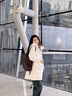 香影羽絨服女中長款2024冬季新款90白鴨絨時尚高級感米白連帽外套 米色 M 曬單實拍圖