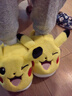 樸西皮卡丘棉拖鞋女秋冬季新款居家厚底防滑保暖親子款外穿棉鞋 皮卡丘黃【不包跟款】 36-37 曬單實(shí)拍圖