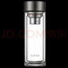 蘇泊爾（SUPOR）玻璃杯雙層高硼硅水杯帶濾網(wǎng)透明帶蓋泡茶杯商務(wù)杯辦公杯茶水杯  KC33DU10烏木黑330ml 曬單實(shí)拍圖