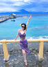爾山集比基尼游泳衣女士連體浮潛水衣服泡溫泉沙灘玩水性感網(wǎng)紅新款外穿 紫色長(cháng)裙比基尼【80-120斤】 曬單實(shí)拍圖