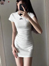 Jret甜辣妹緊身連衣裙女夏季純欲風(fēng)小個(gè)子收腰包臀連身裙性感修身短裙 灰色短裙【版】 L :【海邊度假沙灘/仙女/浪漫復(fù) 曬單實(shí)拍圖