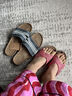 碩牌亞麻拖鞋3308四季居家室內地板舒適透氣吸汗厚底防滑夏季家居鞋 藍灰色 42-43 曬單實(shí)拍圖