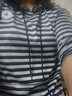 大唐喜樂(lè )牛純棉連帽衛衣女春秋季2023新款中長(cháng)款條紋長(cháng)袖t恤上衣打底衫 黑灰條紋 2XL（建議130-140斤） 曬單實(shí)拍圖