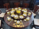 錦瀾春景德鎮(zhèn)中式高檔琺瑯彩碗碟套裝家用宮廷風餐具整套酒店會所擺盤 帝王黃丨琺瑯彩丨皮箱包裝 80件套 曬單實拍圖