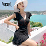 DK游泳衣女小胸保守遮肚顯瘦韓國ins風(fēng)性感連體度假沙灘裙溫泉泳裝 曬單實(shí)拍圖