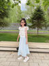 優(yōu)優(yōu)1點(diǎn)（Yoyo one）女童套裝夏季薄款兒童2025新款夏裝裙褲洋氣連衣裙中大童冰絲裙子 18988白色+藍色裙褲 170 170cm 曬單實(shí)拍圖