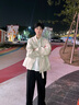 POUM古著vintage水洗外套男春秋季美式立領(lǐng)休閑上衣服哈靈頓工裝夾克 JSFS-JK7710米白 XL 曬單實(shí)拍圖