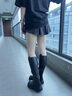 星期六長筒靴女靴復(fù)古棕色厚底2025春冬新款百搭顯瘦騎士靴高筒長靴子女 黑色 37 曬單實拍圖