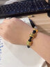 詠者999足金刺青守護3D硬金路路通轉(zhuǎn)運珠手鏈男女款黑繩皮繩DIY禮物 力量小號約0.32g 曬單實拍圖