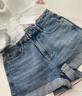 DZZIT地素牛仔褲秋冬時(shí)尚水洗設計小眾美女短褲女 藍色 S 曬單實(shí)拍圖