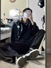 真維斯（Jeanswest）黑色條紋休閑長褲男夏季寬松直筒褲子美式潮牌顯瘦百搭闊腿運動褲 黑色 XL 曬單實拍圖