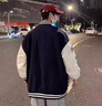 NASA RHUDE春季棒球服外套男秋冬款戶外潮流衣服男裝休閑加棉加厚夾克男秋裝 深藍 XL (建議體重130-150斤) 曬單實拍圖