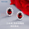 TEUCER925銀耳釘女榴石韓版簡(jiǎn)約天然水晶耳飾品氣質(zhì)生日禮物送女友母親 戴妃石榴石耳釘+精美禮盒 曬單實(shí)拍圖