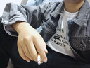 主意范（ZHUYIFAN）胖子超大碼牛仔外套男寬松大碼夾克高街連帽牛仔衣潮百搭休閑上衣  JK778灰色 XL 130-145斤 曬單實(shí)拍圖