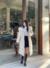 紫涵（ZIHAN）紫涵長(zhǎng)款連帽毛領(lǐng)羽絨服女年冬季淑女純色H廓型鴨絨外套 米金 XS 曬單實(shí)拍圖