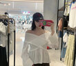 moussy 女裝新品甜美少女一字領(lǐng)露肩休閑襯衫女010GA230-6640 010白色 均碼 曬單實(shí)拍圖