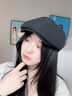 槿城美式復古辣妹棉麻前進(jìn)帽女夏季薄款文藝百搭街頭顯臉小貝雷帽子潮 黑色BL0829 均碼 M（56-58cm） 曬單實(shí)拍圖