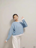 LPOX棉春秋新款假兩件衛(wèi)衣女學(xué)生寬松顯瘦韓版短款長袖圓領(lǐng)百搭上 淺藍(lán)色 M (建議斤內(nèi)) 曬單實拍圖