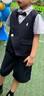 蘿卜唄唄男童禮服兒童背帶褲馬甲套裝開學(xué)合唱表演服 藏青短款四件套 120 曬單實(shí)拍圖