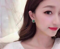 蘭卉銘925銀針 新款氣質(zhì)耳環(huán)祖母綠寶石鑲鉆耳釘女復(fù)古花朵個(gè)性圓形耳飾 曬單實(shí)拍圖
