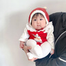 貝娜茜嬰兒帽子秋冬季新生兒胎帽嬰幼兒毛線帽小月齡男女寶寶護(hù)耳帽冬天 毛茸茸-紅色 0-6個(gè)月（37-44CM） 曬單實(shí)拍圖