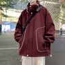 NASA RHUDE春季棒球服外套男秋冬夾克連帽潮流衣服男裝情侶裝休閑夾克男秋裝 酒紅 XL (建議體重140-160斤) 曬單實拍圖