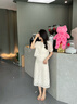 佰藍嬌小香風蕾絲套裝女2025年夏季新款高級感氣質(zhì)連衣裙半身裙子兩件套 米色 L 曬單實拍圖