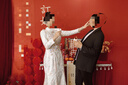 小憨鹿結(jié)婚登記照禮服裙中式旗袍敬酒服新娘魚尾訂婚女輕奢小眾年會感冬 香檳加粉 2XL 曬單實拍圖