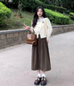 艾美琦美（AIMEIQIMEI）春季穿搭女套裝學(xué)院風(fēng)時尚針織開衫假兩件2025連衣裙子高腰顯瘦 長款套裝 M 曬單實拍圖