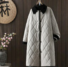 蘑菇同學(xué)保暖長(cháng)款棉服外套女冬季2025新款文藝菱格絎棉寬松燈芯絨翻領(lǐng)直筒 圖片色 L 建議115-130斤 曬單實(shí)拍圖