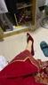 啄木鳥中式紅色秀禾婚鞋細(xì)跟尖頭高跟鞋女高級感小眾結(jié)婚鞋新娘鞋不累鞋 6cm 酒紅色 37 曬單實拍圖