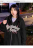 矜持范新款潮流美式衛(wèi)衣女ins2025春秋新款oversize寬松慵懶風連帽外套 黑色 (優(yōu)質(zhì)版) S 60-85斤 曬單實拍圖