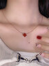 Grace Girl18K彩金鉆石四葉草一款兩戴項鏈女玫瑰金送女友 K金鉆石紅四葉草【可刻字賀卡】 曬單實(shí)拍圖