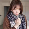 CinvaiKrose千鳥(niǎo)格圍巾女冬季2024新款高級感圍脖披肩生日禮物送女友老婆 CK圍巾-藏藍色【限定禮盒包裝】 曬單實(shí)拍圖