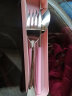 广意 不锈钢筷子勺子叉子单人便携餐具四件套装儿童学生款 粉色GY7540 实拍图