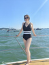 速比濤（Speedo）泳衣女噪點系列抗氯顯瘦復古寬腰帶ins風休閑溫泉度假連體泳衣 黑色/白色 M (高158-165cm,重50-57kg) 曬單實拍圖